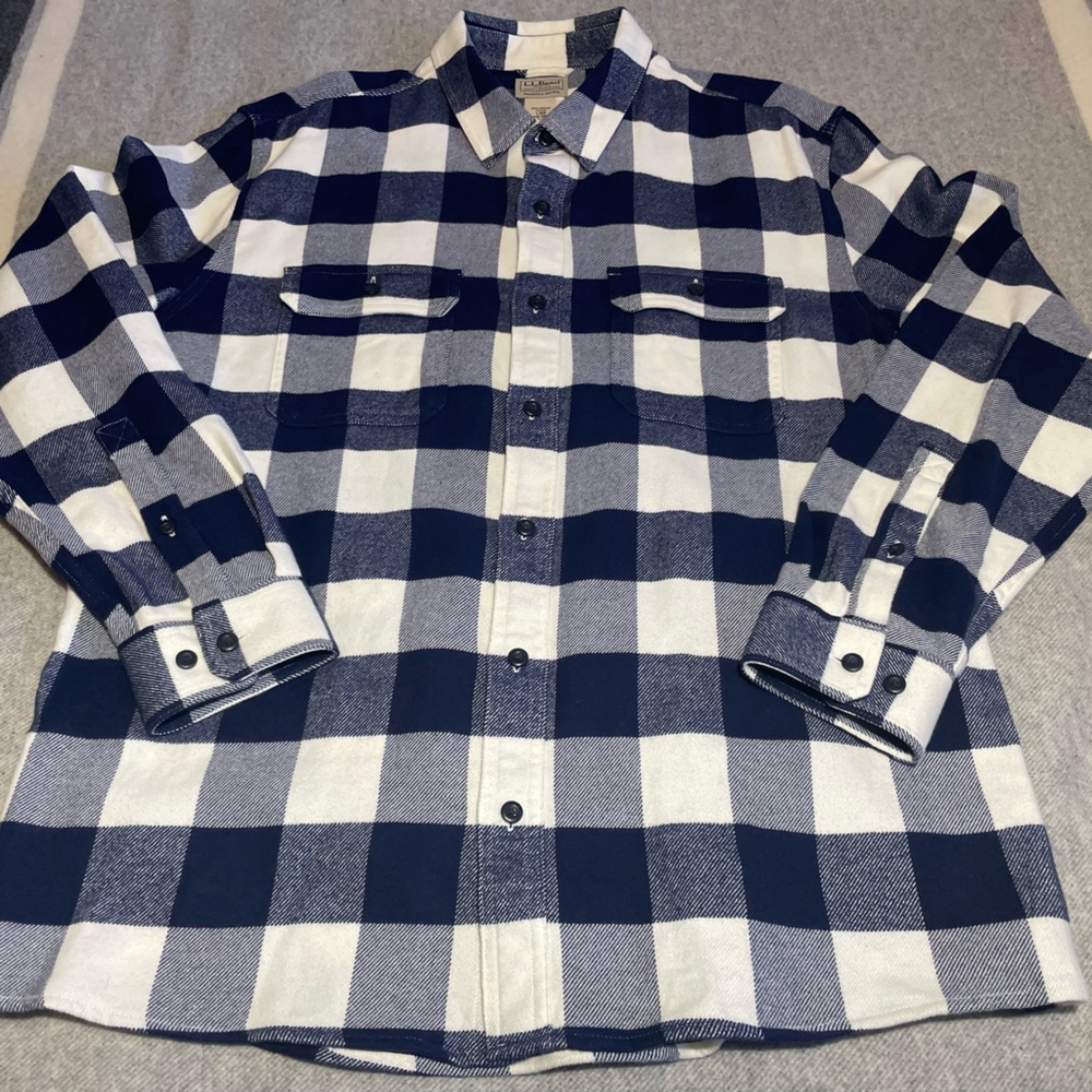 LL Bean slightly fitted large flannel.